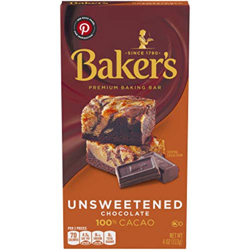 Baker's Unsweetened Baking Chocolate Bar, 4 OZ (Pack of 6)