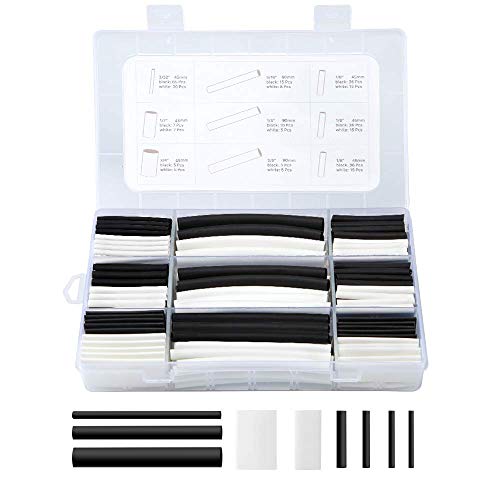 Heat Shrink Tube Kit, Eventronic 310Pcs 3: 1 Dual Wall Adhesive Lined Heat Shrink Tube with 7 Size, 2 Color (Black, White)