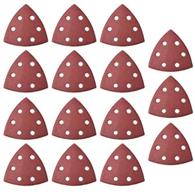 MACHSWON Triangular Sanding Paper,Adhesive-Backed Triangle Oscillating Multi Tool,Hook and Loop Sanding Pads,180 Grits 6 Holes, 15pcs