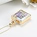 Gmai Dried Pressed Flower Square Shape Pendant Necklace Purple Color