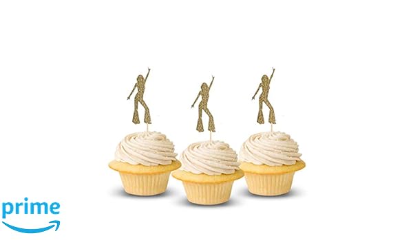 Amazon Com Disco Dancing Cup Cake Topper Dancer Glitter Card