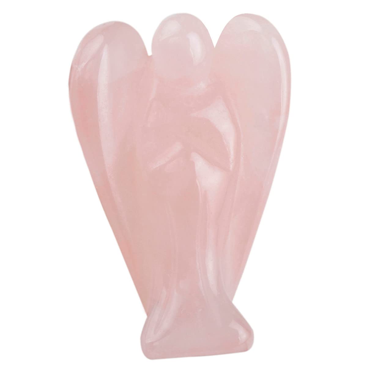 Nupuyai Rose Quartz Guardian Crystal Angel Ornament, 4cm Hand Carved Healing Gemstone Pocket Angel Statue Figurine for Home Decor