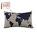 Pillowcase, Ammazona Burlap Linen Dark Blue World Map Pillow Case Decorative Pillow Cushion Cover