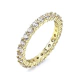 NYC Sterling 2.50mm Gold Sterling Silver 925 Cubic Zirconia Eternity Engagement Wedding Band Ring