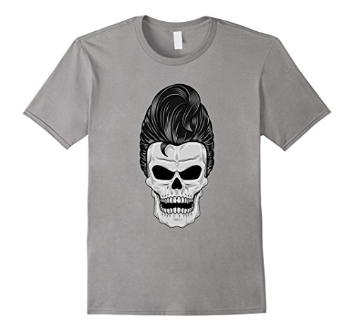 Mens Pompadour Skull - Pomade T Shirt Medium Slate