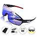ROCKNIGHT REVO Sports Sunglasses for Men Women with 2 Interchangeable Lenses Cycling Running Driving Baseball Glasses UV Protection Black Red Frame