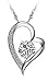 Fashion Women Silver Heart Pendant White Purple Amethyst Zircon Cystal Necklace with Gift Box (White)