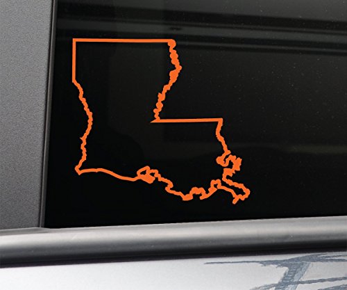 Louisiana Vinyl Decal Laptop Car Truck Bumper Window Sticker, 5.5" x 5", Orange