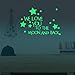 Homics Nursery Wall Decals Luminous Words Sticker At Night - WE LOVE YOU TO THE MOON AND BACK - Words Glow In The Dark with Stars Around