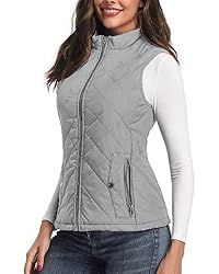 LONGKING Gray Women's Vest, Stand Collar