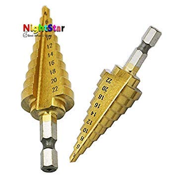 Generic Hex Titanium Coated Step Cone Drill Bit Hole Metal Wood Cutter 4-22mm HSS Tool