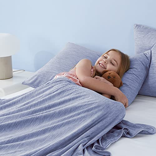 Marchpower Cooling Blanket, 150 x 200 cm, Lightweight Summer Blanket with Japanese Arc-Chill Q-Max >0.43 Cooling Fibres, Absorbs Body Heat, 2 in 1 Double-Sided Children's Blanket, Sofa Blanket, Travel Blanket, Blue