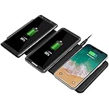 Qi Triple Wireless Charger Station,JE 3 Devices Multi Wireless Charger Pad,Desktop Charging Station for iPhone X, iPhone 8/8Plus, Samsung Galaxy S8+ S7/S7 Edge Note 8/5, Nexus 5/6/7&amp; All QI-Enabled