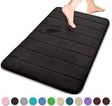 Yimobra Memory Foam Bath Mat Large Size 31.5 by 19.8 Inches, Soft and Comfortable, Maximum Absorbent, Non-Slip, Thick, Machine Wash, Easier to Dry Bathroom Floor Rug, Black