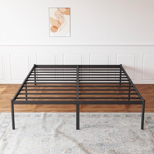 Estrutura De Cama De Metal, Não Precisa de Box Spring,Com Espaço De Armazenamen Cor Preto (QUEEN)