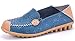 Labato Style Women's Floral Print Breathable Soft Leather Slip Resistant Walking Loafer Flats (Blue, 8 B(M) US)