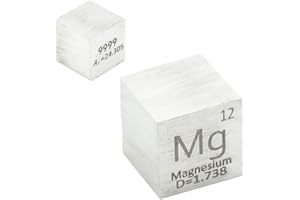 MAGERIAL Magnesium Cube Mg 99.99% Element Cube Pure 10mm Density Cube for Element Collection Periodic Table Hunter, and More (0.39", Magnesium)