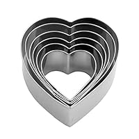 Heart Cookie Cutter Set - 6 Piece - 3 4/5", 3 1/5", 2 4/5", 2 3/5", 2 1/5", 1 4/5" - Heart Shaped Cookie Cutters, Stainless Steel Biscuit Pastry Cutters