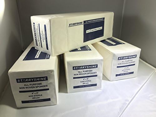 3"X3" Non-Woven 4-Ply Dental Medical Gauze Pad, Non-Sterile All Purpose Gauze Sponges, 4-Ply Cotton Filled Sponges Provide Maximum Absorption (800 PCS (4 PKS))