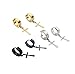 Kiokioa Stainless Steel Cross Dangle Hinged Hoop Huggie Earrings for Men Women 3 Pairs