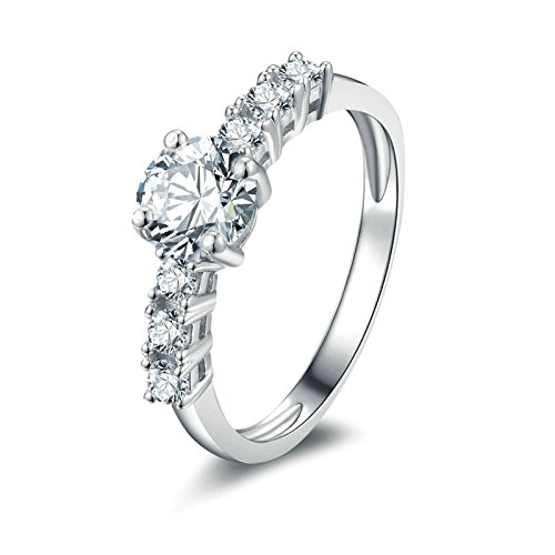 ANAZOZ Women Engagement Rings S925 Sterling Silver White Cubic Zirconia Engagement Band Rings for Women Size 10.5
