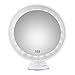Easehold 10X Magnifying LED Lighted Vanity Mirror Makeup Countertop Bathroom Use 360 Free Rotation with Wall Mounted Locking Suction Cup, Round