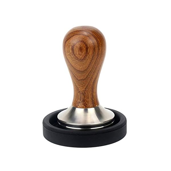 S-TROUBLE Barista Espresso Tamper Holzgriff Kaffeehammer Edelstahl Flat Tamper Base Kaffeestempel mit Matte Kaffeepulver… – Bild 4