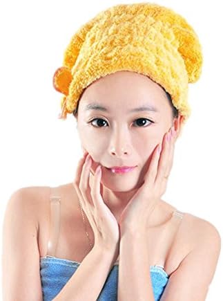 AnchorX New Quickly Dry Hair Hat Wrapped Towel Bath Shower Caps Yellow