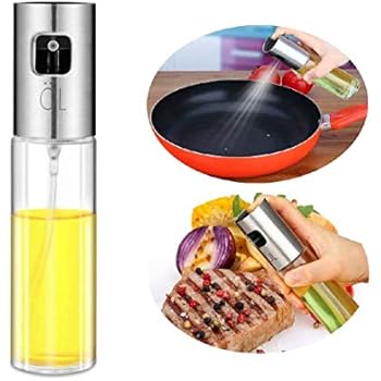 Olive Oil Sprayer Dispenser for Cooking, Food-Grade Glass Oil Spray Transparent Vinegar Bottle Oil Dispenser 100ml for BBQ/Making Salad/Baking/Roasting/Grilling/Frying Kitchen.