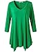 JollieLovin Womens Plus Size 3/4 Sleeve V Neck Flowy T Shirt Casual Swing Tunic Top (Forest Green, 3X)