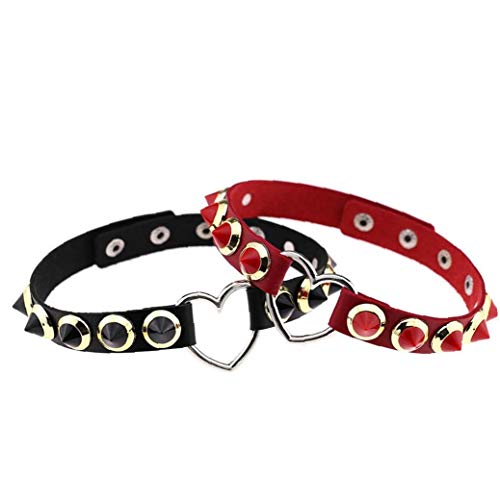 Aisoway-Pelle-Collana-del-Collare-Monili-Registrabili-Girocollo-Cuore-Punk-Clavicola-Decorazione-del-Ribattino-del-Collo-per-Gli-Uomini-Femminile