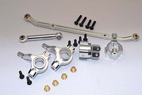 Axial SCX10 Upgrade Parts Aluminum Front C-Hub & Front Knuckle Arm (Toe-In 5 Degree) & SCX160 Tie Rod - 6Pcs Set Silver