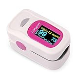Fingertip Pulse Oximeter by LotFancy - Spo2 Blood Oxygen Saturation Monitor with Lanyard, Large OLED Display, Portable for Sports Use, FDA Approved (Pink)