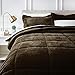 Amazon Basics Ultra-Soft Micromink Sherpa 3-Piece Comforter Bed Set, King, Chocolate, Solid