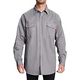 SRsafety Hi Vis FR Shirts for Men,7.0oz Long Sleeve FR Work Shirts,100% Cotton High Visibility Fire Shirt