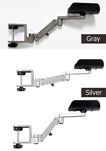 YANGHX Newest Design Ergonomic Articulating Computer Laptop Arm Support | Height Adjustable Armrest Desk Extender | User-friendly Attachable Aluminum Alloy Arm Stand (Gray)