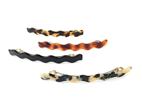 Wardani, 11 cm long French Tortoiseshell handmade Barrette ZigZag (fb-300) (IVORY-TOKYO)