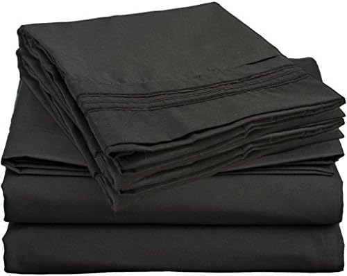 Hcs Hotels Colection 2000 (New Edition) Supreme 4 Pieces Bed Sheet Set Available in 15 Colors (King, Black)