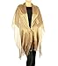 Fashion21 Women's Two Tone Modern Metallic Fishnet Acrylic Party Shawl Fringe Lurex Scarf (Gold/Gold)