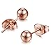 FIBO STEEL Rose Gold Plated Earrings for Women Men Stainless Steel Ball Stud Earings 4mm