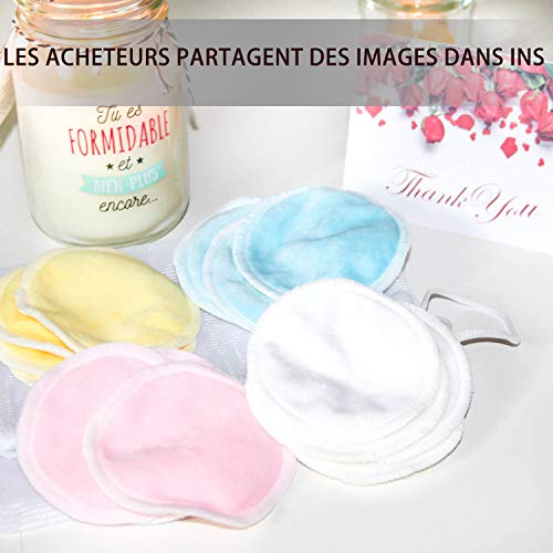 Reusable Makeup Remover Pads (16 Pack) with 2 Bags for Laundry & Storage, Reusable Bamboo Cotton Rounds, Eco-Friendly Reusable Cotton Pads for All Skin Types…