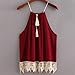 HOT Sale!Women Lace Tank Tops,Canserin Trimmed Tasselled Drawstring Blouse