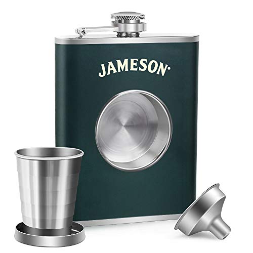 KWANITHINK Shot Flask, Stainless Steel Hip Flask 8 oz with 2 oz Collapsible Shot Glass & Funnel, Ideal Whiskey Flask Gift for Men - Thumbnail 7