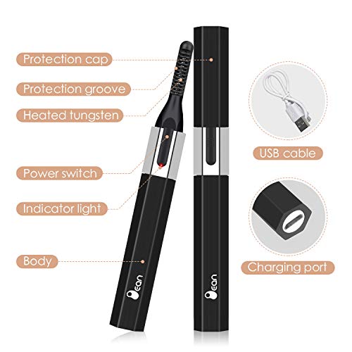 2020 Updated Heated Eyelash Curler, Electric Eyelash Curler, Eyelash Curler for Quick Natural Eye Lashes Curling USB Rechargeable, Lash Curler for Durable Shape, Safe and Worry-free (Black)