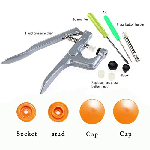 TommoT Plastic Snaps and Pliers Set,300 Sets T5 Plastic Buttons No-Sew Snap Fastener Setter for Sewing and Crafting