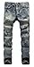 NITAGUT Men's Ripped Slim Fit Tapered Leg Jeans Grey Blue-US 36