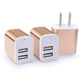 Dual USB Wall Charger, HUHUTA 3 Pack 2.1A 2-Port Powerful Universal Home Travel USB Charger Plug Fast Charging Block Compatible iPhone iPad iPod, Samsung Galaxy, LG, Nexus, Note, Google and More
