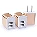 Dual USB Wall Charger, HUHUTA 3 Pack 2.1A 2-Port Powerful Universal Home Travel USB Charger Plug Fast Charging Adapter for iPhone iPad iPod, Samsung Galaxy, LG, Nexus, Note, Google and more