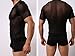WINDAY Men's Sexy Underwear T-Shirt Long Sleeve Mesh Top Undershirt Nightwear Black