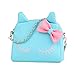 Large Size Women Bag,New Design Fashion Girls Cute PU Leather Cat Messenger Tote Shoulder Bag (Blue)